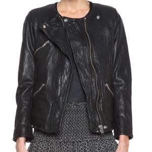 Punk Elegance Isabel Marant Bradi SOFT Lambskin Black Leather Jacket 44 10 12